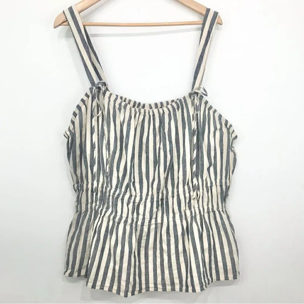 Universal Thread Blue White Striped Nautical Beach Cotton Tank Top